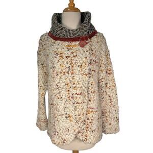 Maria Sole Italy Tweed Jacket Medium Virgin Wool Blend High Neck Velvet Bow